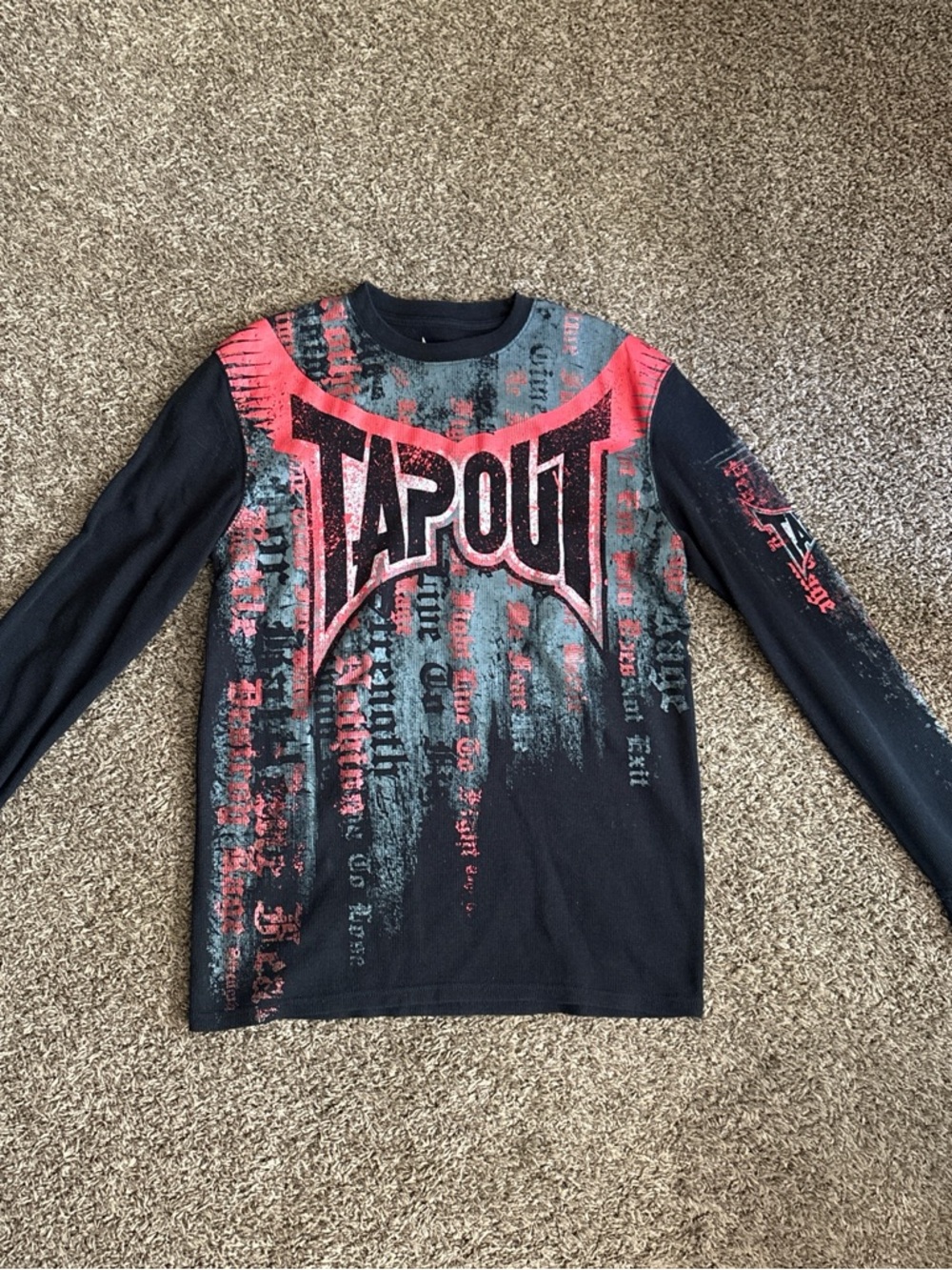 Tapout Black Long-Sleeve Tee with Red Graphic